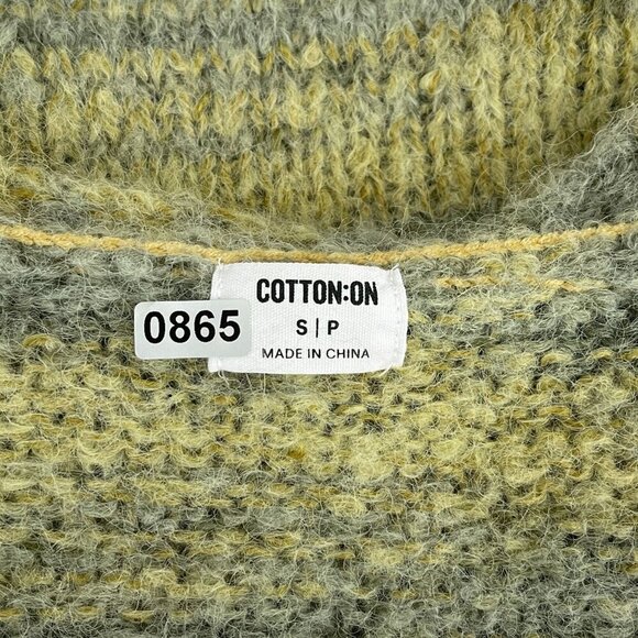 Cotton On Striped Knit Faux Wrap Crop Cardigan Sweater Green Marled Soft Women S - Picture 6 of 11